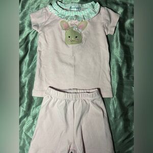 Magnolia Baby Pink Short Set with Bunny Design Size 12-18 months Easter Spring
